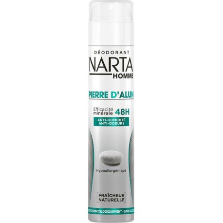 Narta Homme Spray Déodorant Pierre d’Alun Efficacité 48h Fraîcheur Naturelle 200ml
