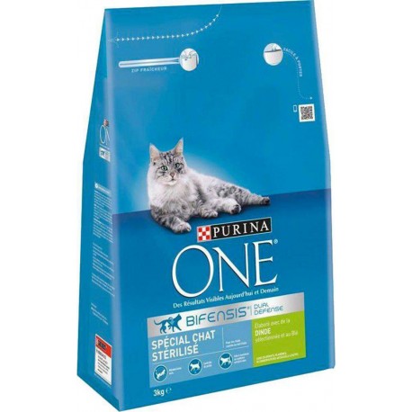 Purina One Croquettes Chat Stérilisé Dinde 3Kg (lot de 2)