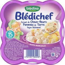 Blédina Blédichef Ecrasé de Choux-Fleurs Pommes de Terre Façon Béchamel (dès 15 mois) l’assiette de 250g (lot de 8)