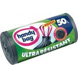 Handy Bag Sacs poubelle Ultra Résistant 50L les 10 sacs