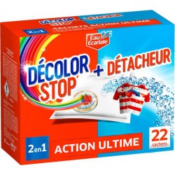 EAU ECARLATE DECOLOR STOP 2 EN 1 SOIN DU LINGE SACHETS INDIVIDUELS DANS BOITE CARTON 22CT 1CT TOUT TEXTILE SANS ADDITIF PENDANT