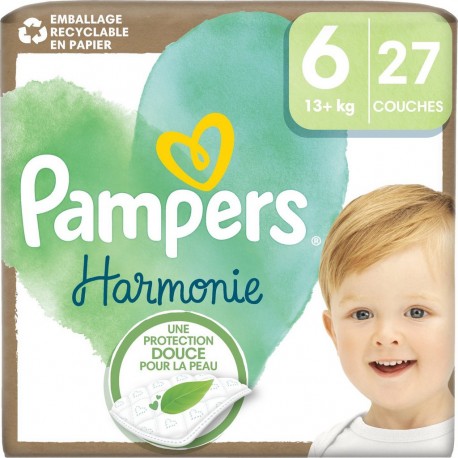 PAMPERS Couches Bébé Harmonie 13+Kg Taille 6 pack de 27 couches