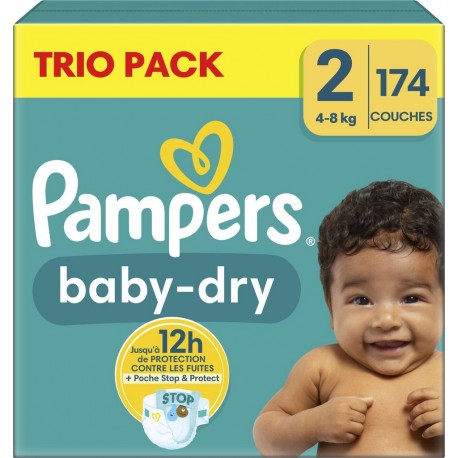 PAMPERS Couches Bébé Baby Dry 4 8Kg Taille 2 pack de 174 couches