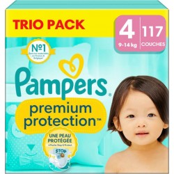 PAMPERS Couches Bébé Premium Protection Taille 4 9-14Kg x117