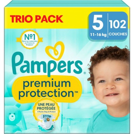 PAMPERS Couches Bébé Premium Protection 11 16Kg Taille 5 pack de 102 couches