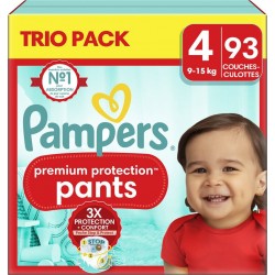 PAMPERS Couches Bébé Premium Protection Pants 9 15Kg Taille 4 pack de 93 couches culottes