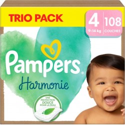 PAMPERS Couches Bébé Harmonie 9 14Kg Taille 4 pack de 108 couches