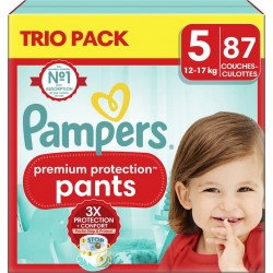 PAMPERS Couches Bébé Premium Protection Pants 12 17Kg Taille 5 pack de 87 couches culottes