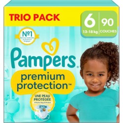 PAMPERS Couches Bébé Premium Protection 13 18Kg Taille 6 pack de 90 couches