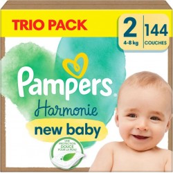 PAMPERS Couches Bébé Harmonie New Baby 4 8Kg Taille 2 pack de 144 couches