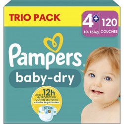 PAMPERS Couches Bébé Baby Dry 10 15Kg Taille 4+ pack de 120 couches