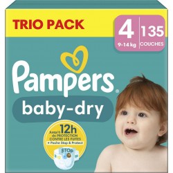 PAMPERS Couches Bébé Baby Dry 9 14Kg Taille 4 pack de 135 couches