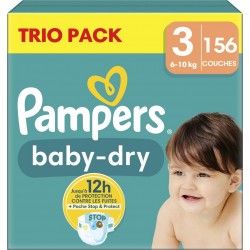 PAMPERS Couches Bébé Baby Dry 6 10Kg Taille 3 pack de 156 couches