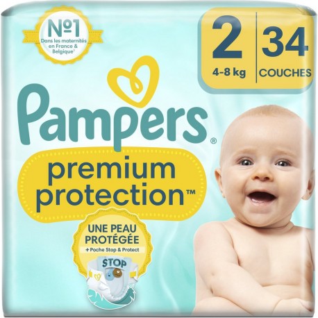PAMPERS Couches Bébé Premium Protection Taille 2 4-8Kg x34