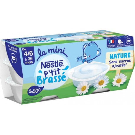 NESTLE Dessert pour bébé nature dès 4/6 mois P'tit brassé 4x50g 200g