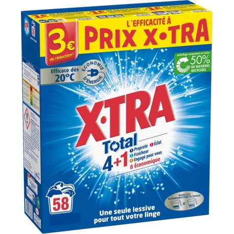 X-TRA Lessive Poudre Total 4en1 2,9Kg