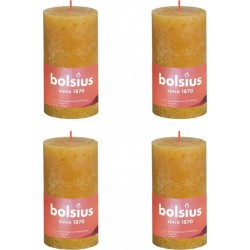 NC Bougies Pilier Rustiques 4 Pcs 130x68 Mm Jaune Nid D'abeilles Bolsius
