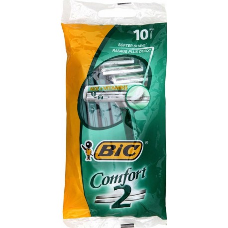 Bic Comfort 2 par 10 Rasoirs Jetables 2 Lames pour Homme avec Aloé + Vitamins (lot de 3 soit 30 rasoirs)