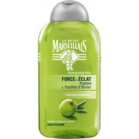 Le Petit Marseillais Shampooing Doux Force & Éclat Pomme & Feuilles d’Olivier 250ml (lot de 4)