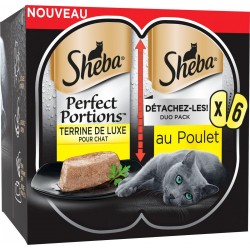 SHEBA Perfect portion barquettes terrine pâtée de poulet pour chat 6x37,5g