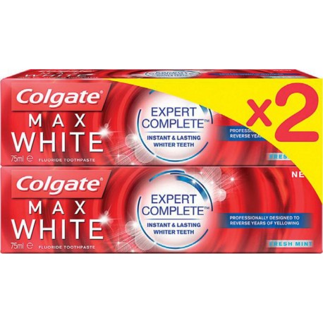 Colgate Dentifrice Maxwhite expert complete 2x75ml 150ml