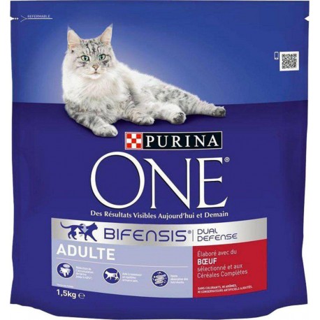 Purina One Croquettes Chat Adulte Boeuf 1,5Kg (lot de 3)