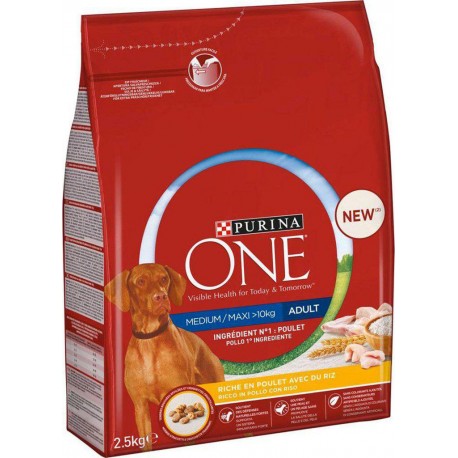 Purina One Croquettes Chien Adult Maxi +10Kg Poulet 2,5Kg (lot de 3)