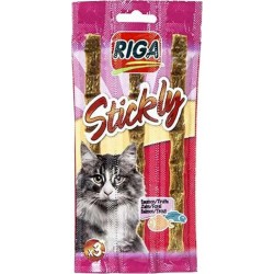 Riga Stickly Saumon Truite Pour Chat Bâtonnets 15g (lot de 6)