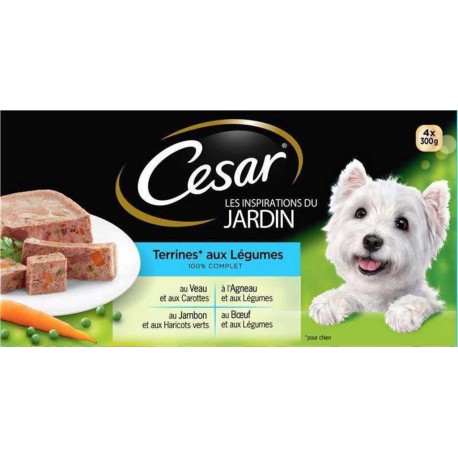Cesar Les Inspirations du Jardin Terrines aux Légumes 100% Complet 300g par 4 (lot de 2 soit 8 barquettes)