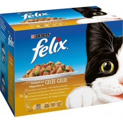 Felix Émincés en Gelée Repas Chat Adulte 4 Mix Volailles & Légumes 100g par 12 Sachets (lot de 9 soit 108 sachets)