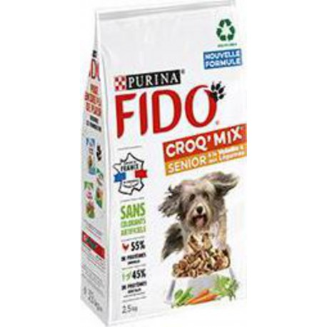 FIDO Croq Mix - Croquettes volaille et légumes pour chien senior 2.5Kg