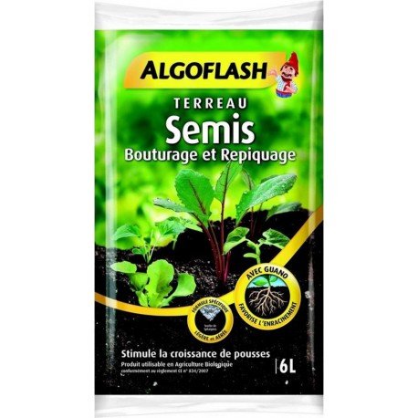 Algoflash Terreau Semis Bouturage et Repiquage avec Guano 6L