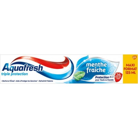 AQUAFRESH TRIPLE PROTECTION DENTIFRICE Menthe Fraîche 125ml