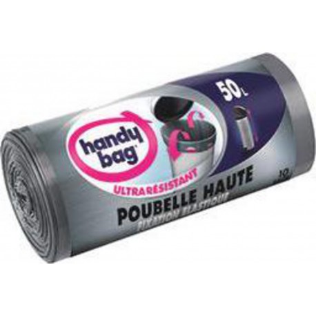Handy Bag Sacs poubelle haute fixation élastique 50L les 10 sacs