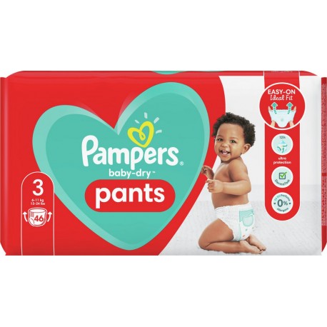 Pampers Couches-culotte taille 3 6-11Kg baby-dry x46 couches