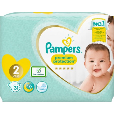 Pampers Couches bébé Taille 2 4-8Kg Premium Protection x31