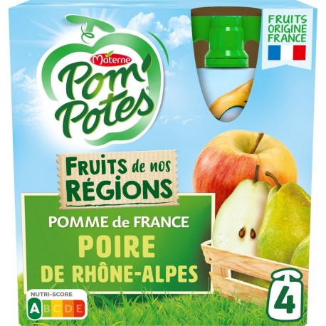 Pom Potes Compotes en gourde pomme-poire s/sucres ajoutés POM'POTES 4 x 90g