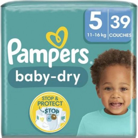 PAMPERS Couches Bébé Baby-Dry Taille 5 11Kg-16Kg x39 (lot de 2 soit 78 couches)