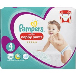 Pampers Couches Active Fit Pants Taille 4 Géant 9-15Kg x32 (lot de 2)