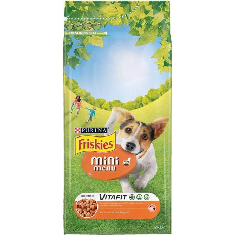 Friskies Mini Menu Vitafit Croquettes pour Chien Adulte au Poulet et aux Légumes 2Kg (lot de 2)