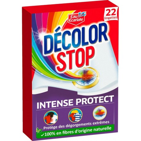 EAU ECARLATE DECOLOR STOP INTENSE SOIN DU LINGE BOITE CARTON 22CT 1CT TOUT TEXTILE LINGETTE PENDANT LAVAGE ANTIDECOLORANT