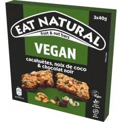 EAT NATURAL Barres Céréales Vegan Chocolat Noir 3 barres