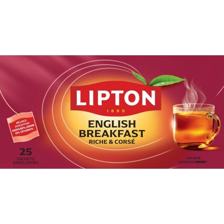 LIPTON Thé Noir English Breakfast 25 sachets