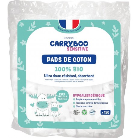 CARRYBOO Cotons Pads Bio Bébé Change Et Toilette 150 cotons