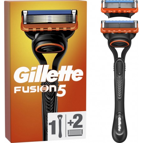 GILLETTE Rasoir Fusion 5 Pour Homme 3 Lames le paquet avec 1 manche + 2 recharges de lames