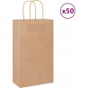 Vidaxl Sacs En Papier 50 Pcs Avec Poignées Marron 21x11x36 Cm