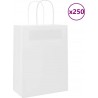 Vidaxl Sacs En Papier 250 Pcs Avec Poignées Blanc 21x11x28 Cm