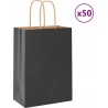 Vidaxl Sacs En Papier 50 Pcs Avec Poignées Noir 15x8x21 Cm