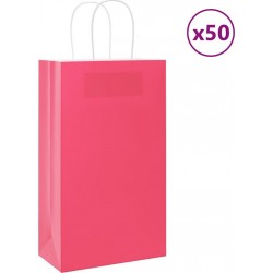 Vidaxl Sacs En Papier 50 Pcs Avec Poignées Rose 21x11x36 Cm