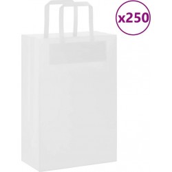 Vidaxl Sacs En Papier 250 Pcs Avec Poignées Blanc 21x11x31 Cm